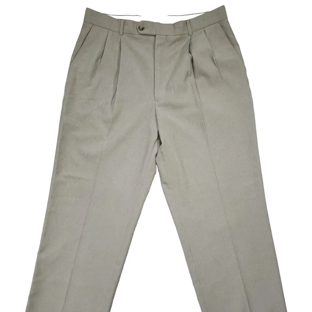 Glen Oaks Trousers Mens Size W36 Brown Pleated Front Cuffed Pants Legs NWT